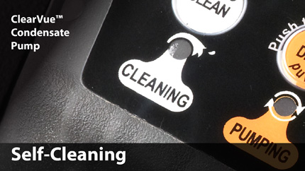 ClearVue™ condensate pump features a unique, self-cleaning mode to maintain and keep drain lines clear.