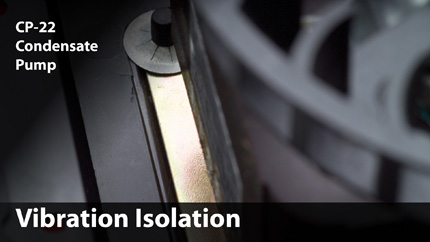 The elastomeric motor mounting gasket dampens vibration.