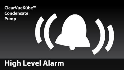The ClearVueKübe™ high level alarm connections are made with the three color coded wire leads. Connecting the common and run terminals in the call for cool wire from the thermostat enables ClearVueKübe’s capability to shut down the cooling system if there is an overflow.